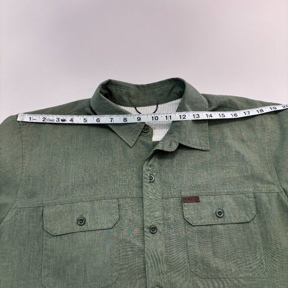 Orvis L Green Solid Performance Hiking Fishing Button Up Short Sleeve Shirt Gorp - Picture 8 of 12